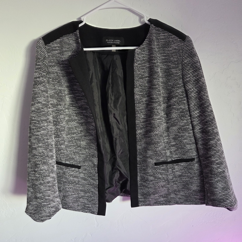Evan Picone Women's Black and White Textured Blazer